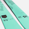 Close-up of Faction Agent 1X, turquoise touring ski.