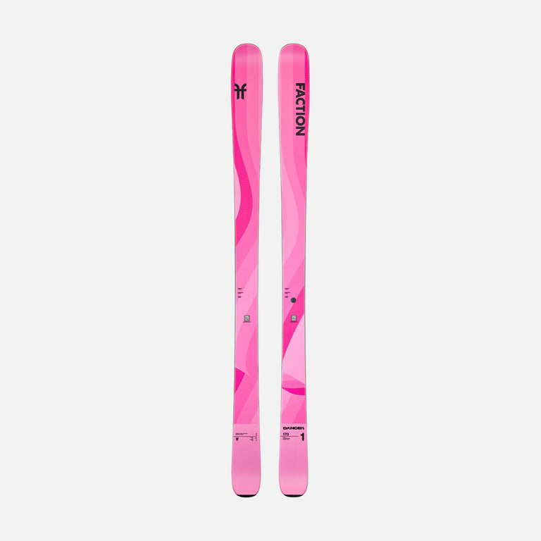 Topsheet of pink Faction Dancer 1 piste ski  