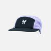 Faction skis black and purple fleece hat front